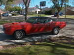 Here is Mike's 70 Cuda 440-6 "Survivor" unrestored all original following:  paint, interior, #'s matching,
two tags, special ordered, calif car, low mileage.
Interesting original goodies include: overhead consolette, both rubber bumpers, build sheet with a Calif built car.