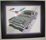 The lastest edition to the MPM clubhouse is this hand drawn picture of my roadrunner. I just had it professionaly framed as you can see. If you want one made of your car just let me know.